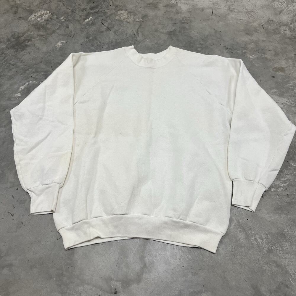 Vintage Blank Crewneck Sweatshirt Fruit Of The Loom USA White Size Large READ